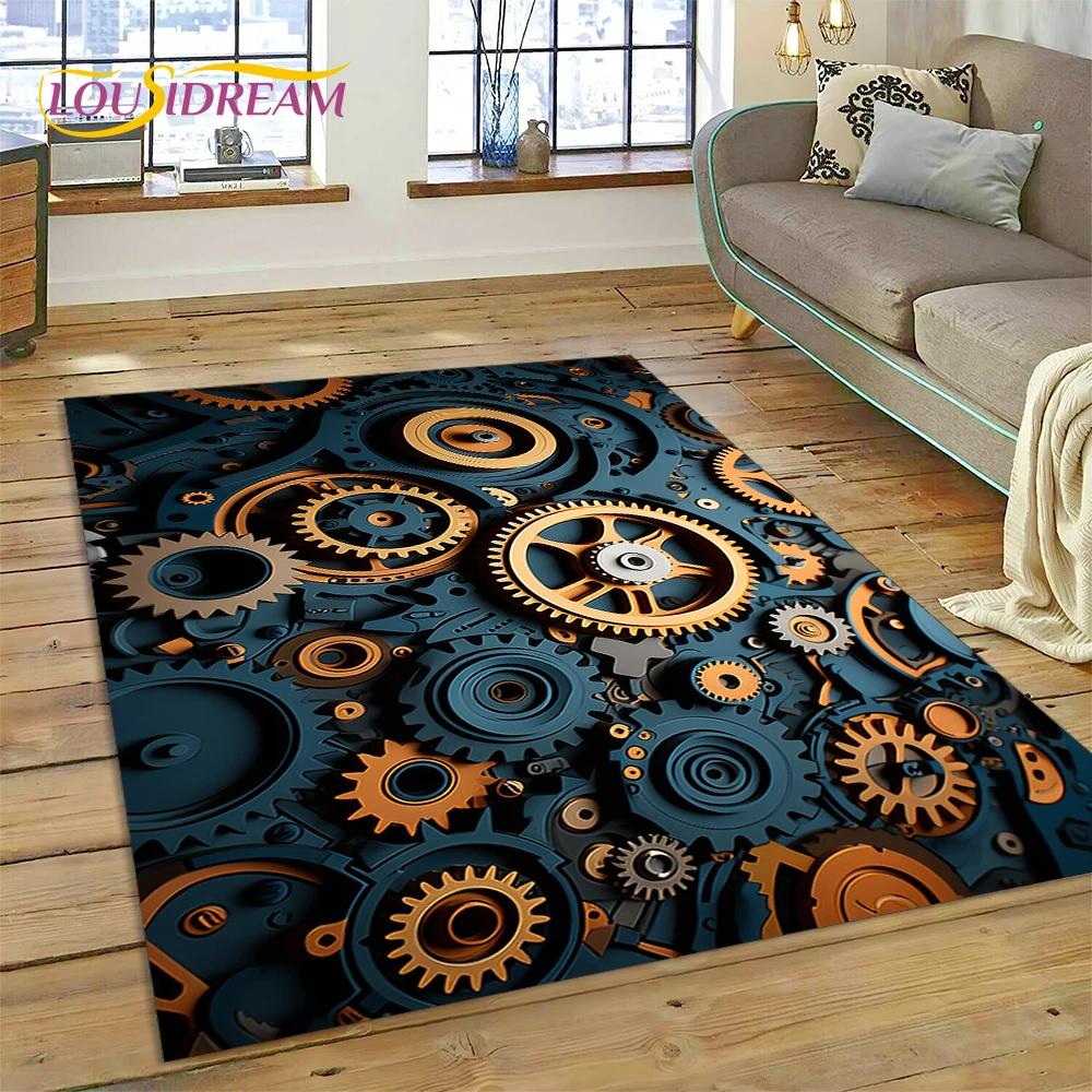 3D Mechanical Cogs Gears Steampunk Rug Carpet for Living Room Bedroom Decor,floor Mat Non-slip Decoration for Sofa Doormat Gifts