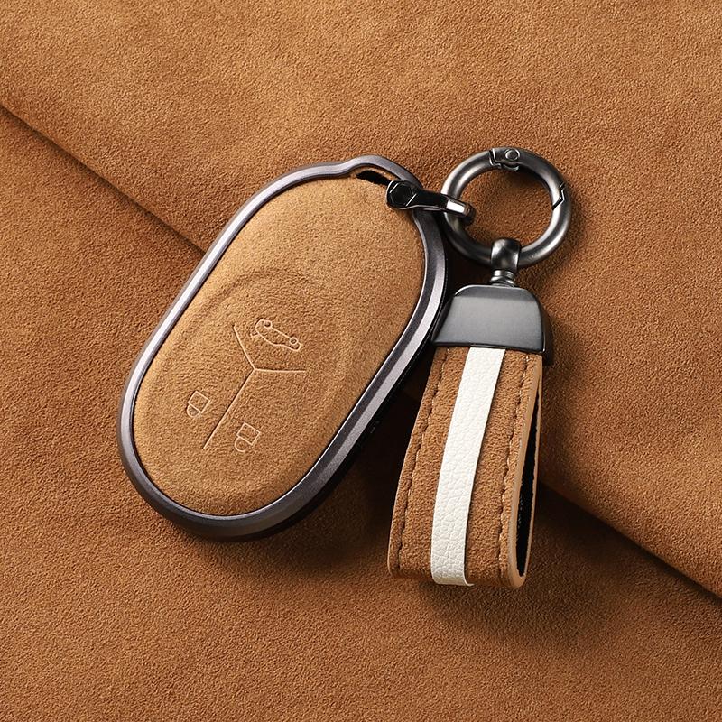 Alcantara Key Case Cover for NIO ET5T ES6/EC6 ESS ET9 ES7 ET7 ET5 Suede Aluminum Alloy Key Buckle Keychain Interior Accessories