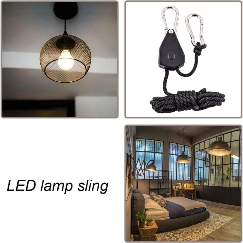 2 Pack 1/8in Heavy Duty Rope Hanger, Ttdesefu Adjustable Ratchet Plant Light Slings Buckle Tent Canopy Rope Stop Buckle Tent Guy Ropes with Pulley for