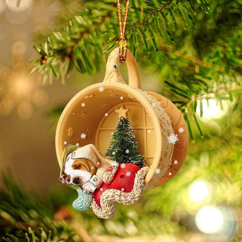 Lovely Christmas Dogs Animal Drop Ornaments Gifts Christmas Tree DIY Pendant HangingSign Decoration Home Car Accessories
