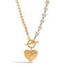 Youthway Heart Love Pendant Natural Pearls Chain Necklace Stainless Steel Jewelry Handmade High Quality Pendant Necklace