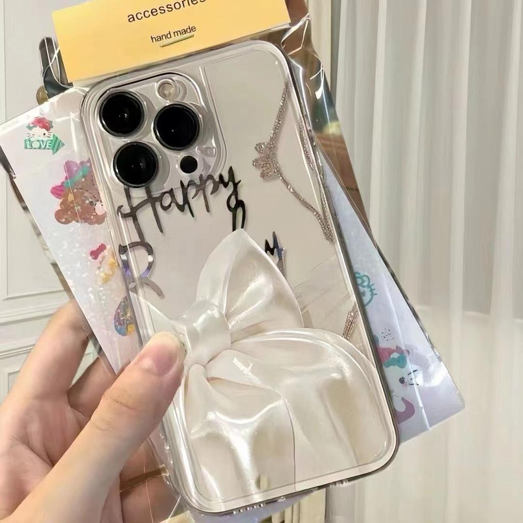 Bow Apple 15Promax Mobile Phone Case iPhone13ro/12/11 Soft Case XR/XS Transparent SE3 Niche