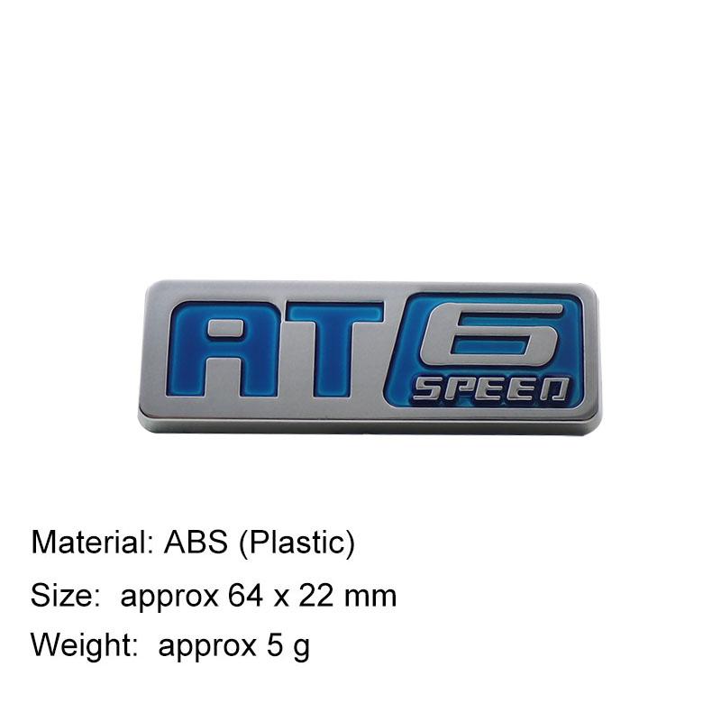 3D Premium ABS Car Sticker AT 6 SPEED Letters Body Emblem Decal For Vehicle Speed Limit Function Identification Exterior Decoration