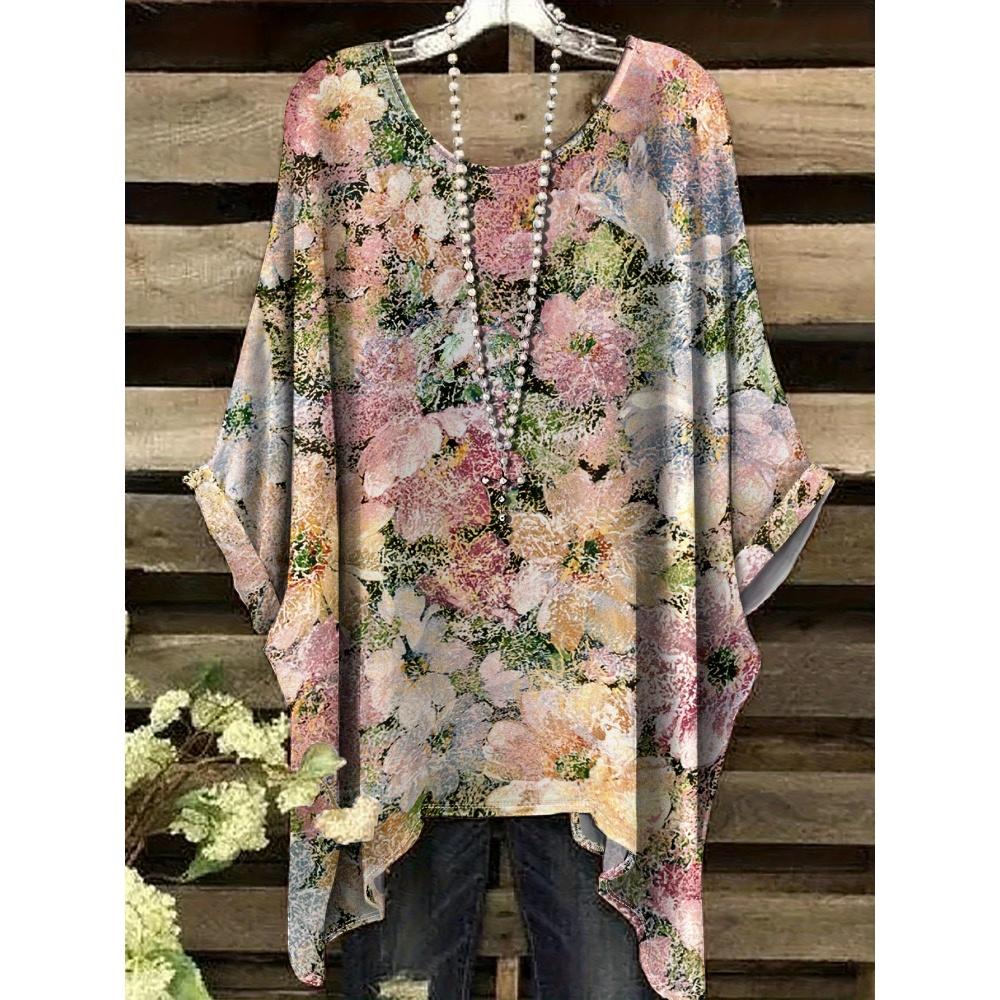 2025 Bohemian Chic Oversized Minimalist Cute Panda Print Irregular Hem Round Neck T-Shirt Stylish and Versatile Machine Washable