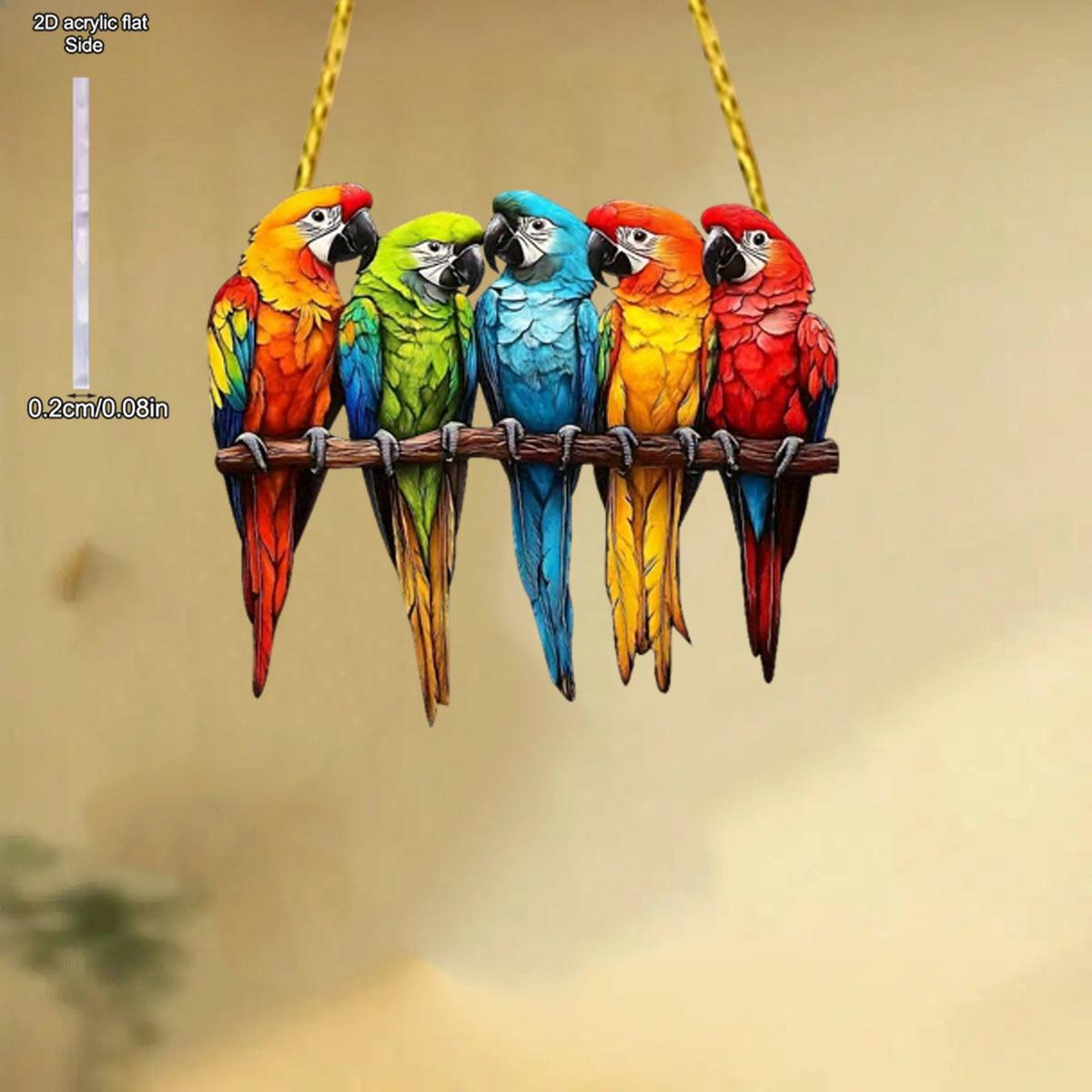 

Christmas Parrot Hanging Sign -Sun Catcher, Christmas Gifts, Rustic Holiday Decor for Xmas, Nurseries, Vintage Home Decor Wall for Bar Ki 20*17cm