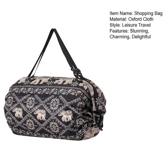 Foldable Shopping Bag Reusable Grocery Storage Tote Bag Portable Oxford Cloth Shoulder