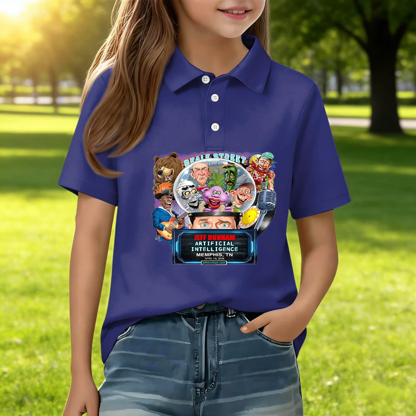 

Kids Casual Short Sleeve Polo Shirt with Graphic Print Comfortable Lightweight Breathable Tee for Everyday Wear Boys Girls 130 тёмно-синий