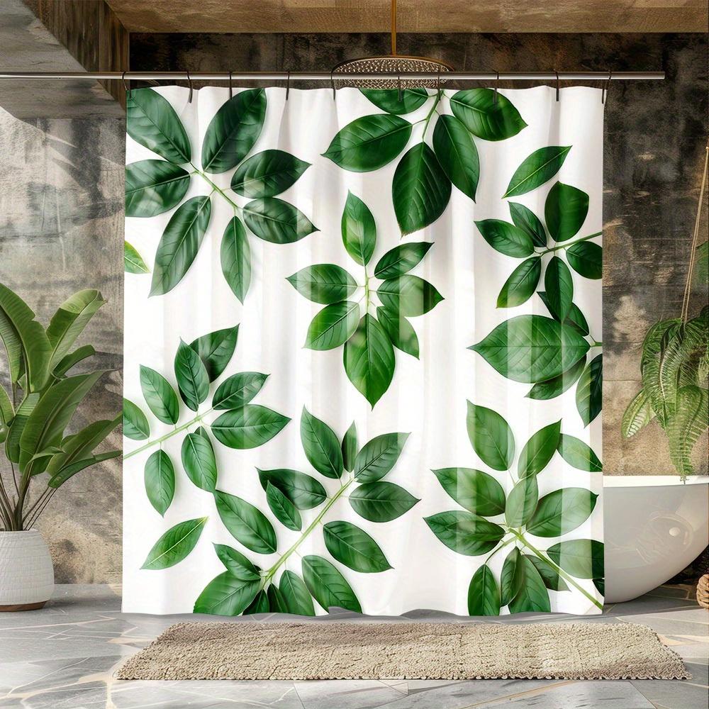 Modern Green Leaf Shower Curtain HD Print Oxford Cloth Waterproof with Grommets Bathroom Decor Home Hotel Durable Polyester