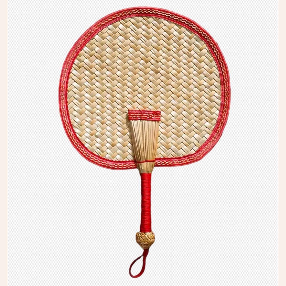1pc Hand-Woven Woven Straw Hand Fan Old Summer Natural Environmentally Friendly Hand-Woven Fan Decorative Fan For Home Decor