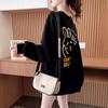Foreign style age-reducing crew neck sweater for women's Japanese lazy style loose velvet large size cartoon printing