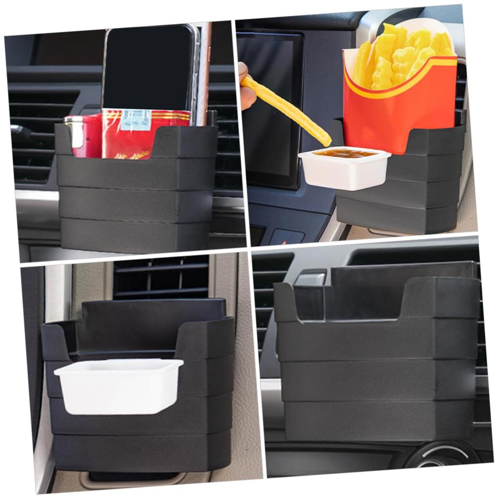 GLEAVI Car Trash French Fries Holder with Sauce Cup Vent Clip for Sauce