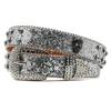 PU Leather Wide Belt Western Crystal Rhinestone Inlaid Skeleton Accessories Zinc Alloy Button Hip Hop Punk Trendy Women's 3.5cm