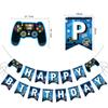Gamepad Birthday Pull Flag GAME ON theme Happy Birthday Party Children Holiday Gift Decorated Banner Blue Game Dpiral Ribbon