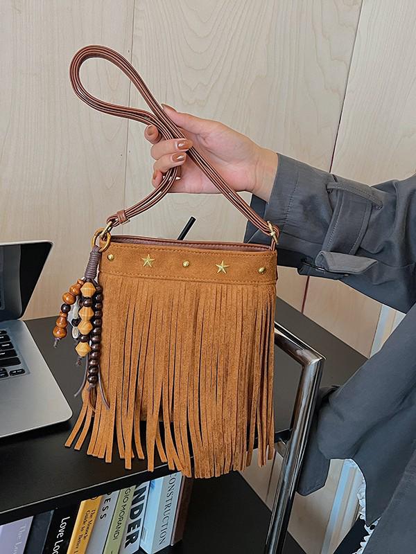 Autumn/Winter Retro Suede Tassel Ethnic Crossbody Bag