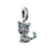 Fit Original Brand Charm Bracelet 925 Sterling Silver Color Zircon Crystal Sitting Kitty Cat Bead for Women Jewelry Making DIY