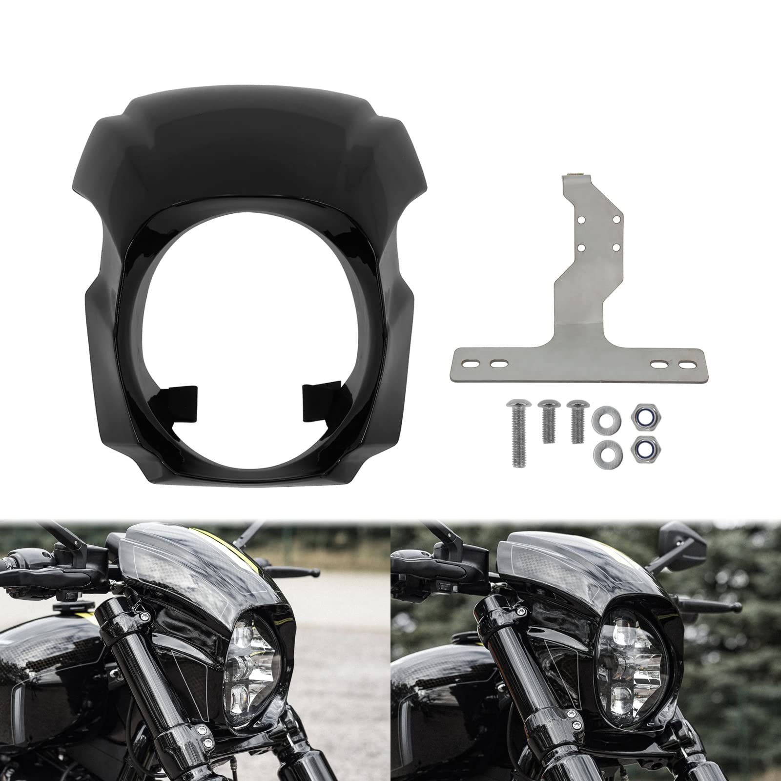 

HDBUBALUS Motorcycle Motorcycle Headlight Fairing Cover Front Headlamp Cowl for Harley Breakout FXBRS 114 FXBR 107 18-20 чёрный