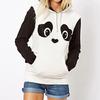 Women Panda Print Long Sleeve Heaps Collar Hoodies Hooded Pullover Sweatshirt