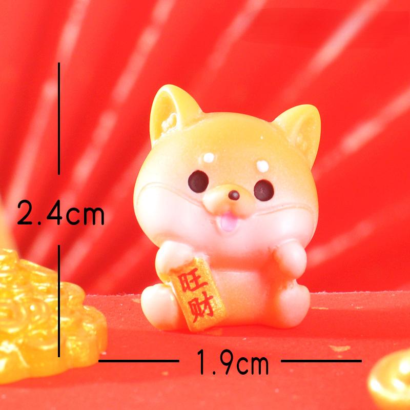 New Year's Cute Cartoon Lucky Dog Desktop Decoration Car Center Console Puppy Resin Handicraft
