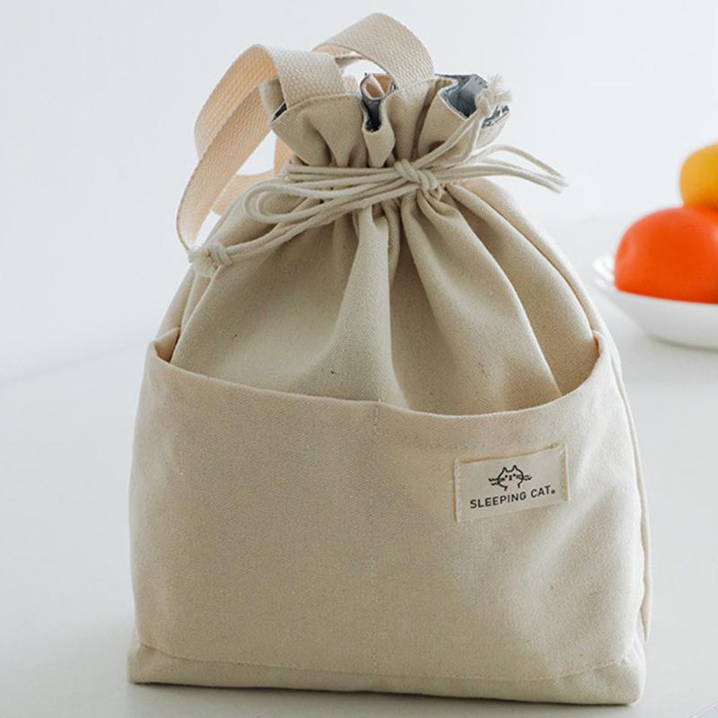 Snøring Lerret isolert lunsjpose Tykk aluminiumsfolie Termisk Bento Box Tote Cooler Håndvesker for kontor utendørs piknik