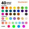 Shuttle Art Tempera Crayon Set of 40 Colors, Pastel, Metallic, and Neon Colors, Quick Drying, Removable with Water, Tempera Paint Stick, Retractable,