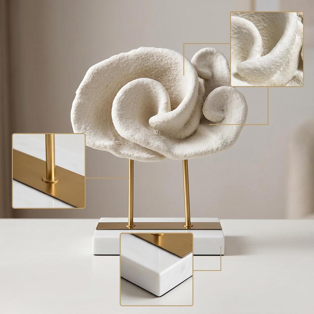 Cloud Sculpture on Stand Modern Desk Accent Abstract for Living Room, Model Home