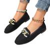 Fashion Ladies Shoes 2025 Loafers Women's Flats Fashion Office Flats Women Round Toe Slip on Metal Decoration Plus Size Shoes Women