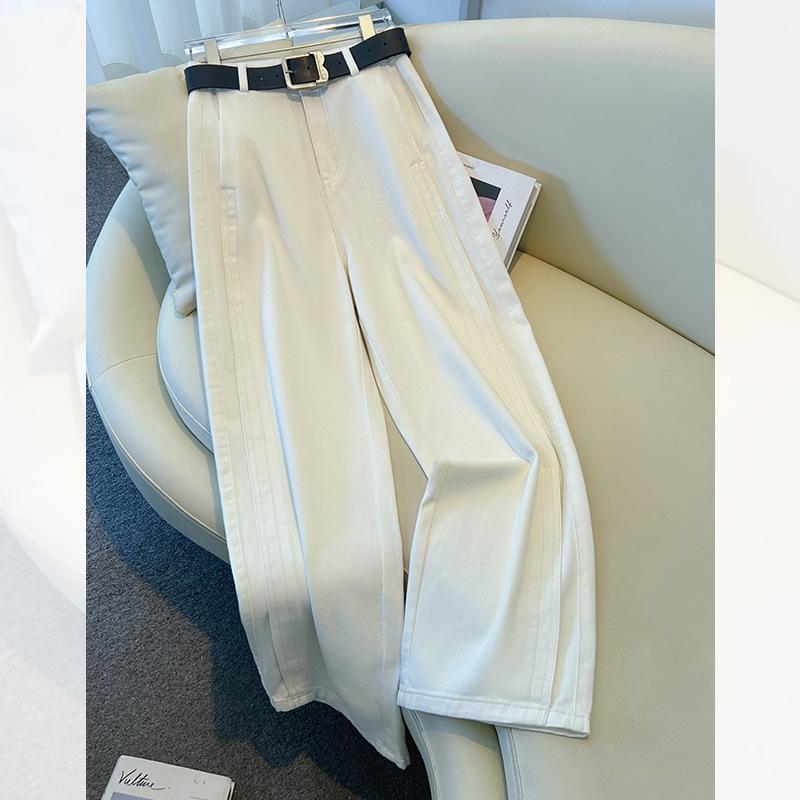 

Женские джинсы широкого кроя цвета экрю - С высокой посадкой, Свободный драп для весны/лета 2025 29/XL for 115-125 Jin