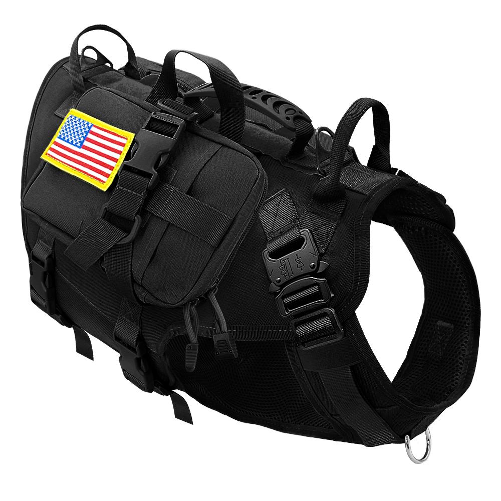 Strong Nylon Dog Harness Tactical Military Pet Vest Harnesses With Bag Working Dog Training Vests For Medium Large Dogs