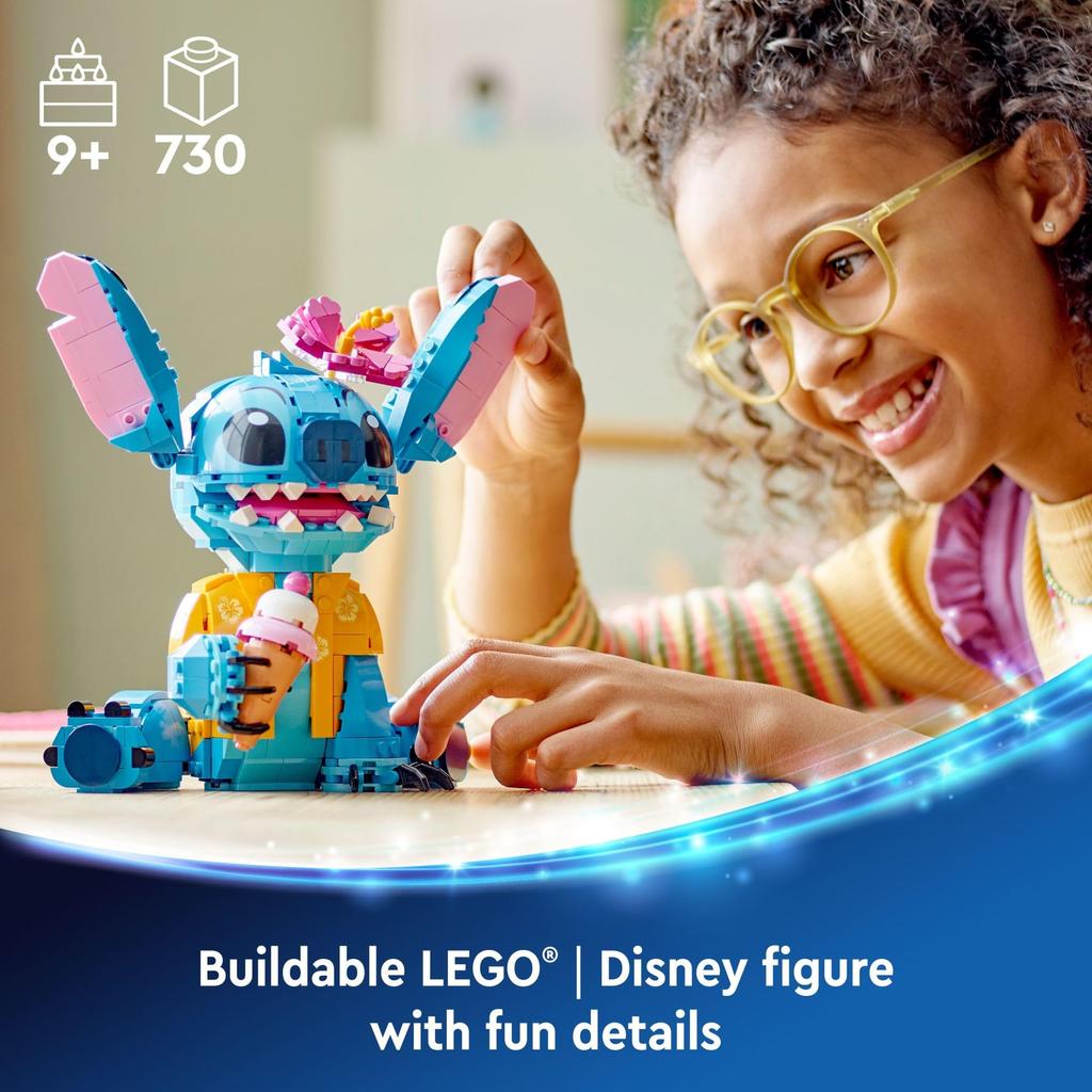 LEGO Jucărie Disney Stitch Construcție Jucărie Disney pentru 9 ani Figurină construibilă cu înghețată Cadou Disney distracție pentru și iubitorii de Hit Lilo și kit 43249,