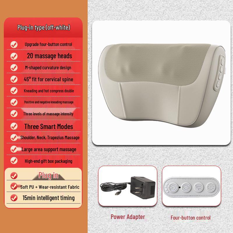 Oakes Multifunctional Electric Massage Pillow for Neck, Shoulders, Waist, and Back