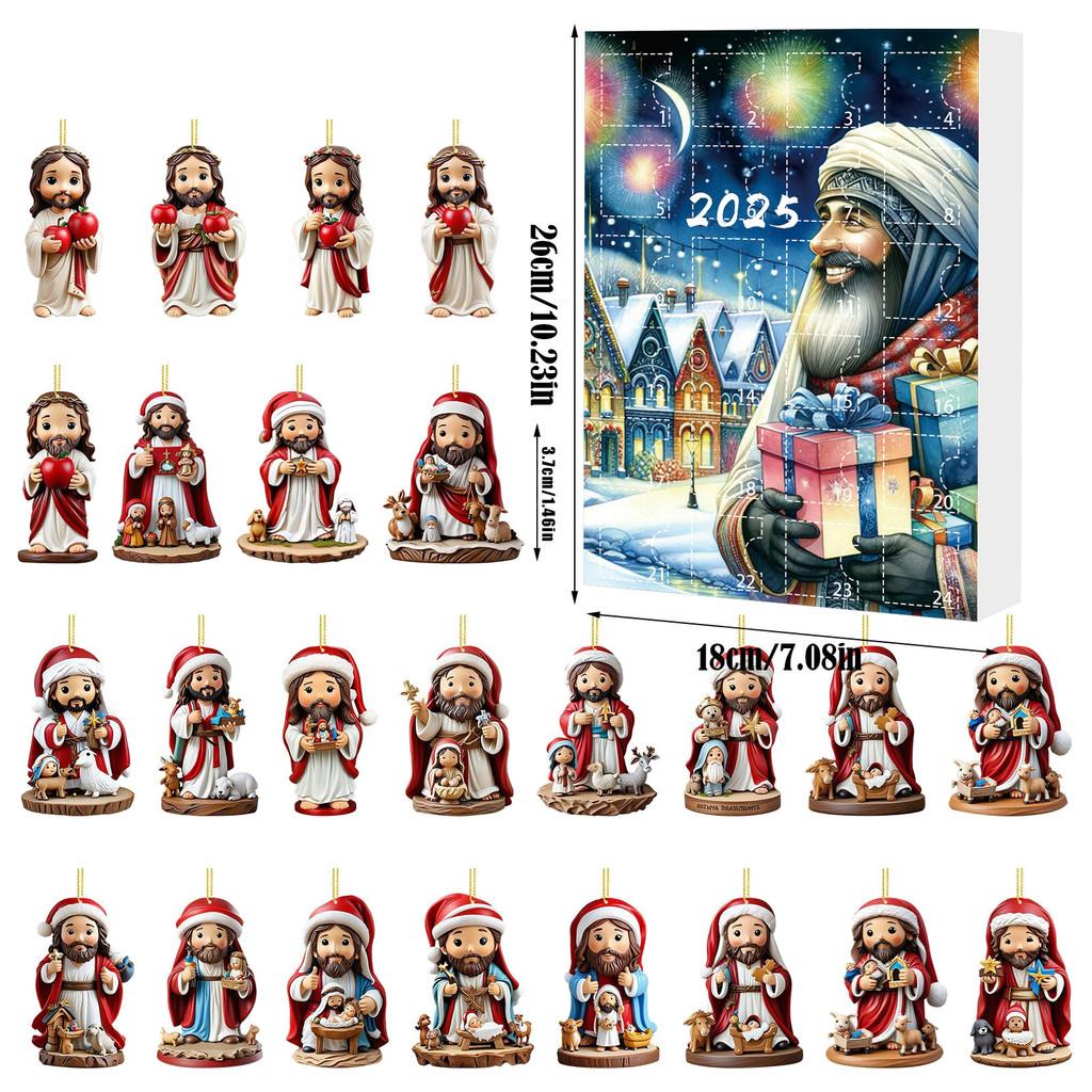 Christmas Countdown Calendar Box With Santa Claus Acrylic Assembled Decor For Holiday Gift Giving