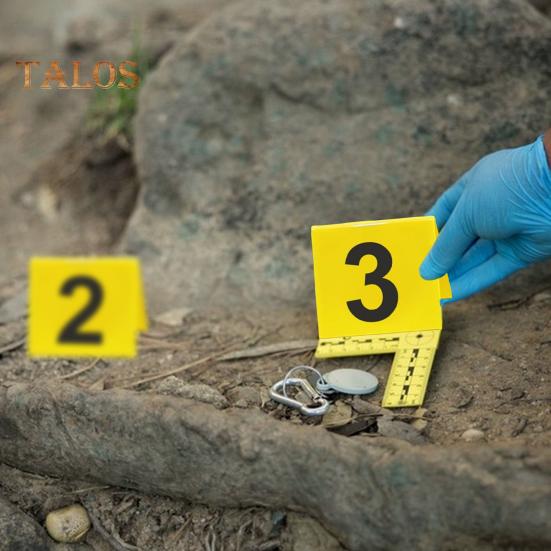 10 pezzi di cartello con numero sulla scena del crimine, decorazione riutilizzabile, in acrilico bifacciale da 1 a 10, mini segnalibro per prove, cartello da tavolo, ornamento per feste da detective