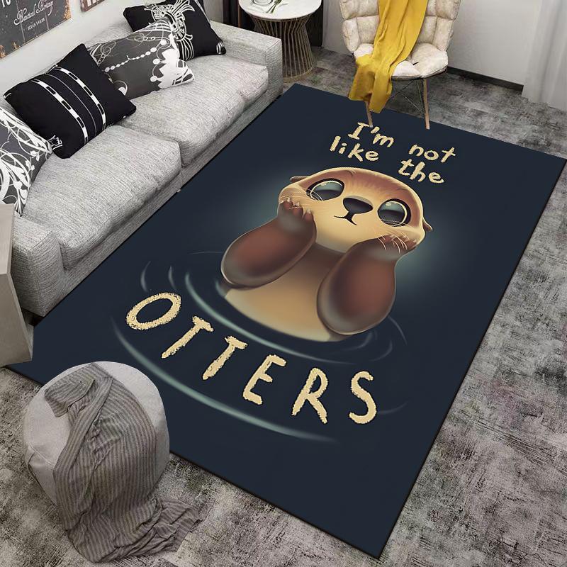 Cute Otter Cartoon Carpet with "I'm Not Like the Otters" Design Suitable for Use As an Anti-slip for Living Room Bedroom Sofas
