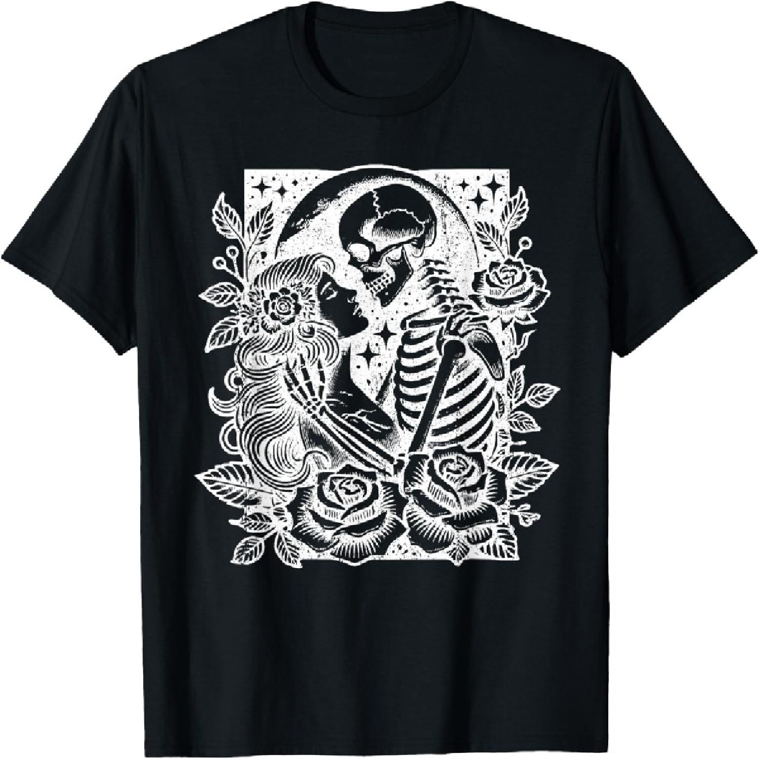 Goth Punk Skeleton Embrace Death Lover Hugging Woman Novelty T-Shirt XXXXXL разноцветный