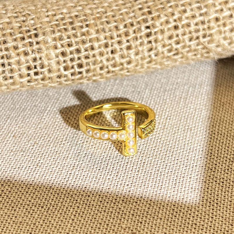 2026 Geometric Retro High-end Pearl Mix and Match Fashion Open Ring Women's Simple Temperament Niche Design Ring Tide