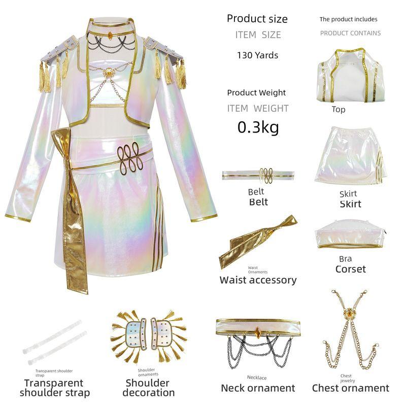 Foreign Trade Cosplay Halloween Laser Leather Costumes for Adults and Children, Anime Role-Playing Stage Costumes