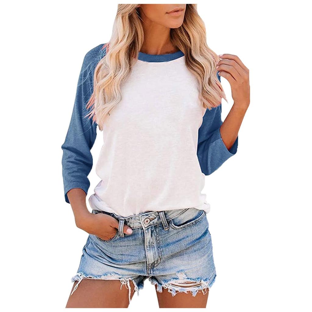 Women's Casual Colorblock Long Sleeve T-shirt Top