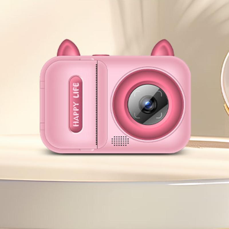 Portable children's hot print camera 1080P high-definition rechargeable camera with printing roll 8GB card instant printer.