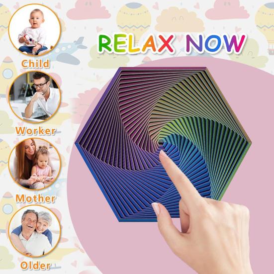 Fractal Fidget Hexagon 3D Printed Anxiety Stress Relief Kids Pocket Size Travel Adults Colorful Hexagon Sensory Toy Mindful Meditation Tool