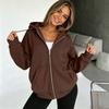Women Oversized Hoodie Zip Up Sweatshirt Long Sleeve Casual Hooded Jacket Lightweight Sportswear