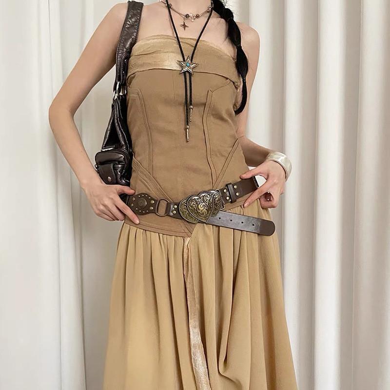Bohemian Waist Belt For Women Pu Leather Vintage Corset Accessory For Dresses And Jeans
