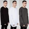 Camiseta Hip Hop Completa Masculina de Manga Longa com Punhos com Orifício para o Polegar Camisetas Camisas Bainha Curva Masculina Streetwear Tops Tamanho Plus