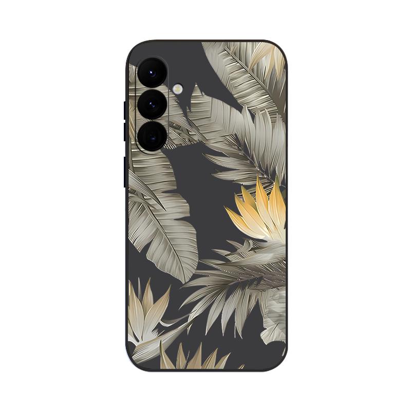 Luxury Golden Leaves Texture Soft Cover For Samsung Galaxy A56 A17 A26 A16 A36 A55 A54 A53 A15 S24 S25 FE S25 S22 S23 Ultra Plus Lanyard Soft Cover