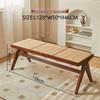 Northern Rattan Woven Bench: Minimalist Solid Wood Long Bench for Dining, Bedroom, or Entryway