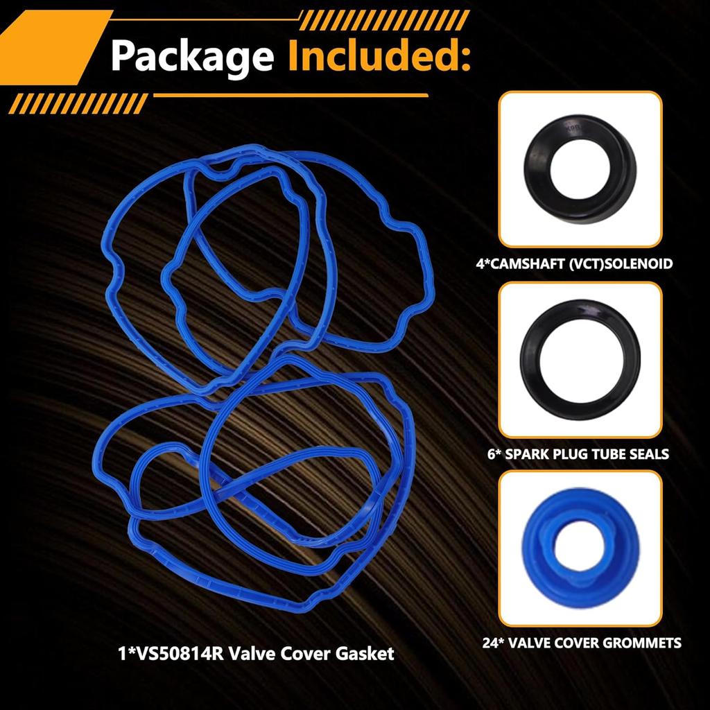 VS50814R Valve Cover Gasket Set Compatible With Ford Edge/Explorer/F150/Mustang/Transit-150 250 350, Lincoln MKT/MKX/MKZ/MKS, Mobility MV-1 3.5L 3.7L