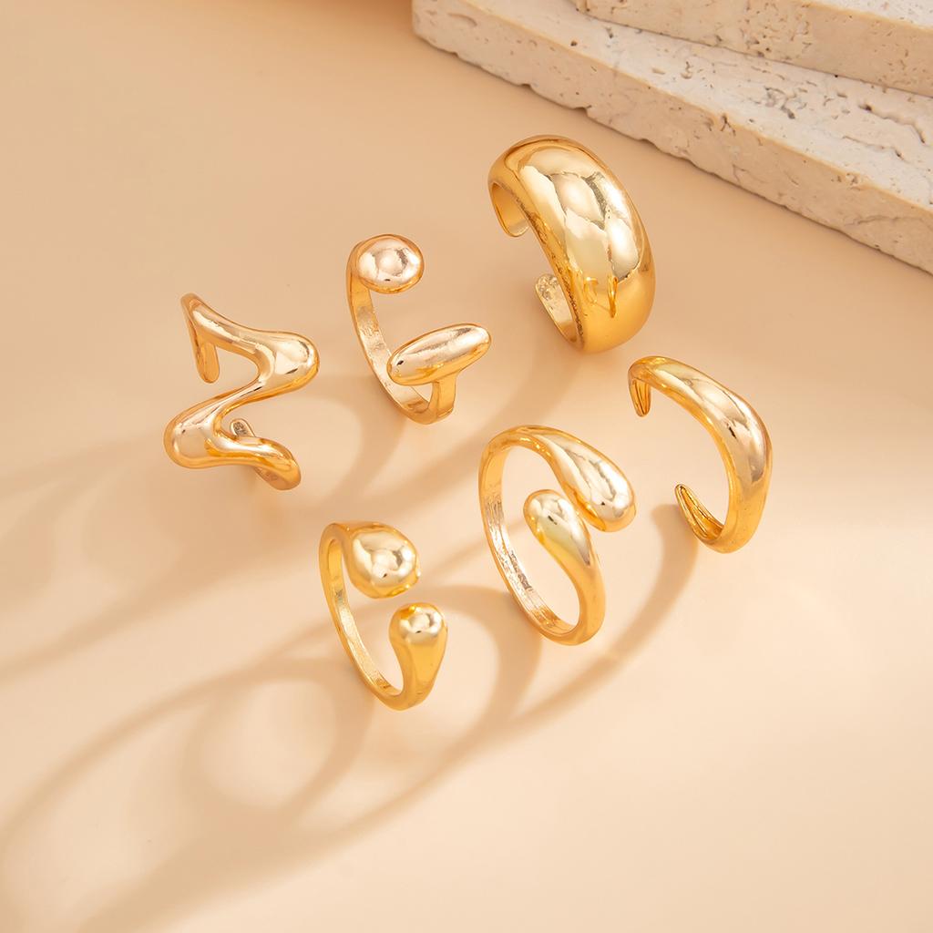 DIEZI Vintage Gold Silver Color Metal Water Drop Rings For Women Men Fashion Punk Hollow Out Geometric Knuckle Joint Ring Set