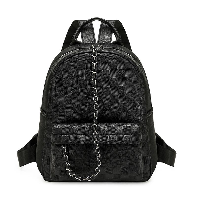 Schoolbag Backpack Women's Summer New Simple Versatile Large Capacity Textured College Student School Bag Temperament Woven Backpack