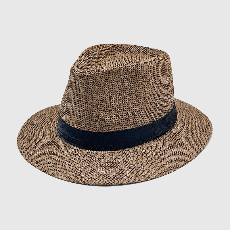 Monofilament grass top hat solid color parent-child papyrus top hat sunshade summer and autumn sunscreen hat outdoor beach straw hat British