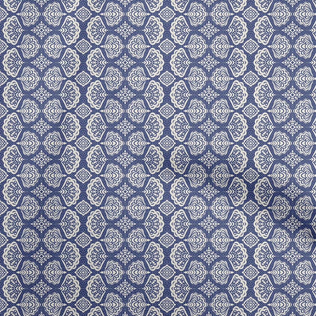 oneOone Cotton Flex Blue Fabric Asian Block Sewing Craft Projects Fabric Prints by Yard 40 Inch