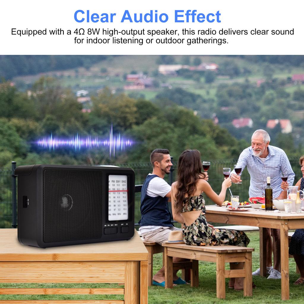 Portable AM FM SW1 SW2 Radio with Telescopic Antenna, Multiband Radio with 3.5mm Earphone Jack Ideal for Home &